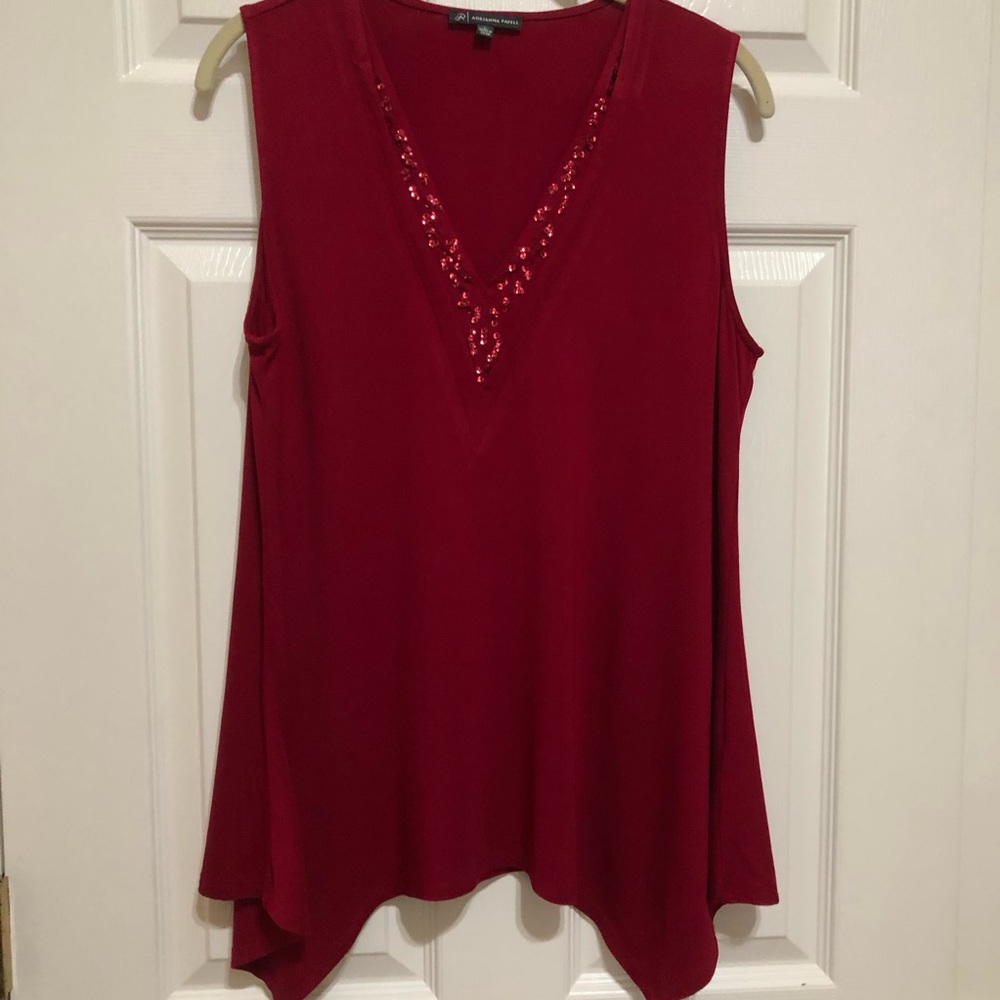 Adrianna Papell Red Sleeveless Top